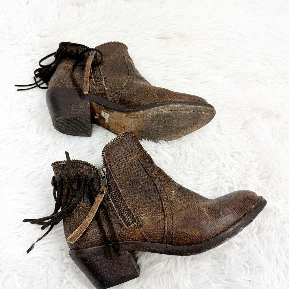 Corral Circle G Fringe Zipper Ankle Cowboy Western Leather Boots - Picture 6 of 10